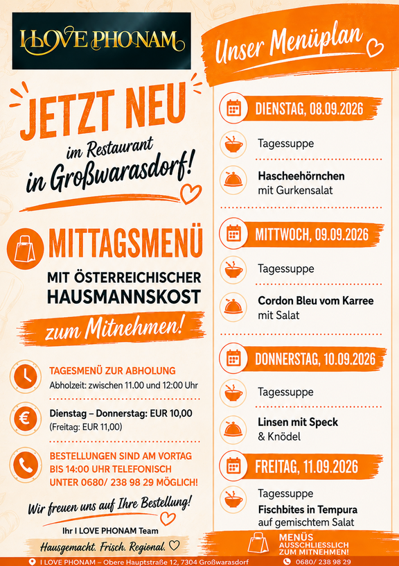 Information inkl. Menüplan